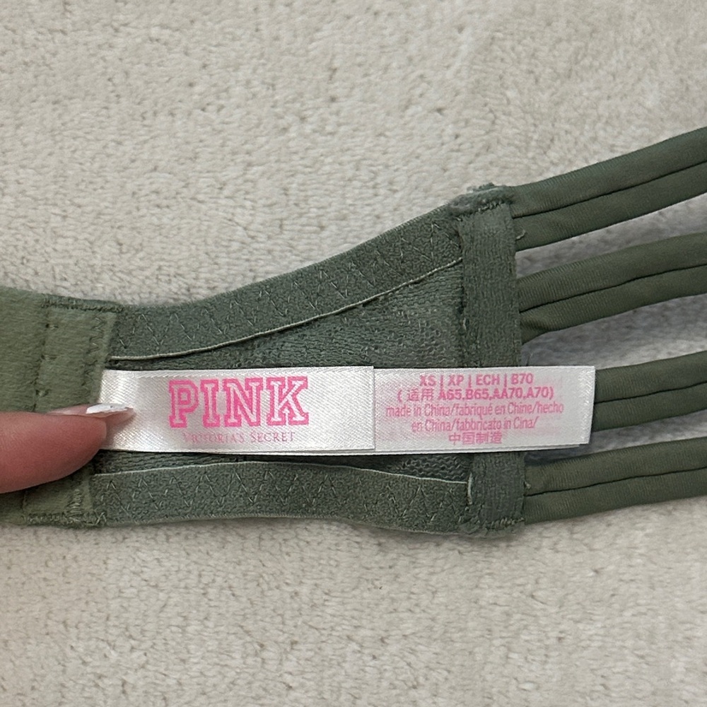 PINK Victoria's Secret Floral Lace Bandeau in Olive Green - Picture 3 of 6